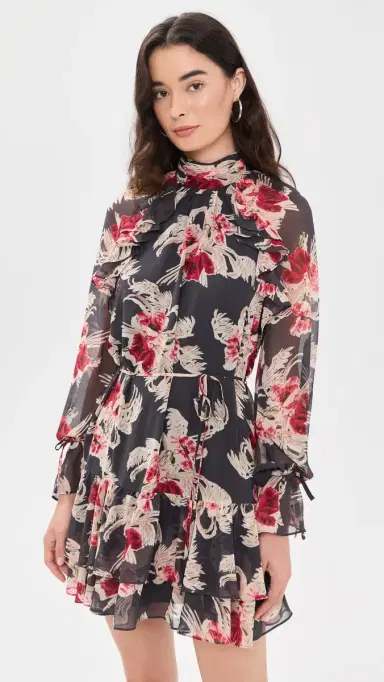 Cinq à Sept Wilted Poppy Sylviane Dress Obsidian Multi | Thumbnail 2
