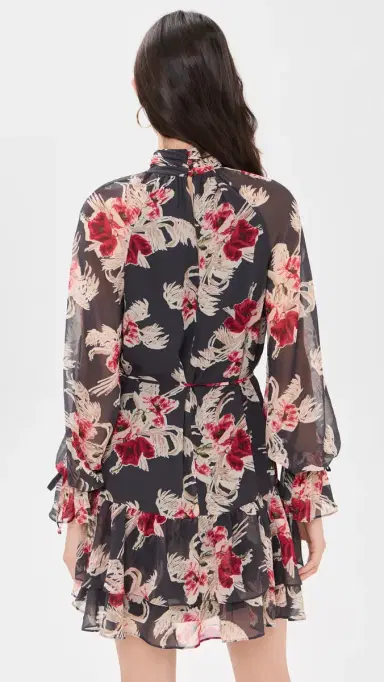 Cinq à Sept Wilted Poppy Sylviane Dress Obsidian Multi | Thumbnail 3