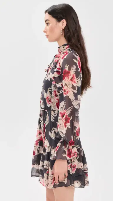 Cinq à Sept Wilted Poppy Sylviane Dress Obsidian Multi | Thumbnail 4