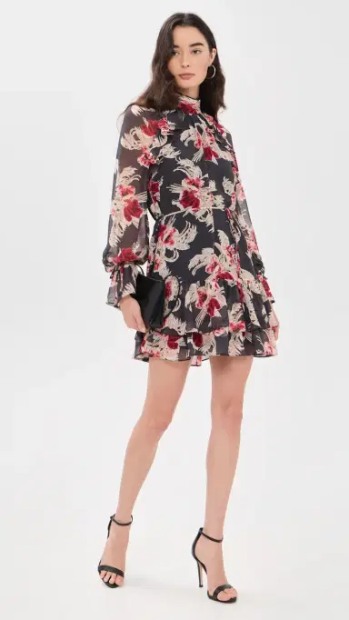 Cinq à Sept Wilted Poppy Sylviane Dress Obsidian Multi | Thumbnail 5