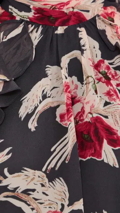 Cinq à Sept Wilted Poppy Sylviane Dress Obsidian Multi | Thumbnail 6