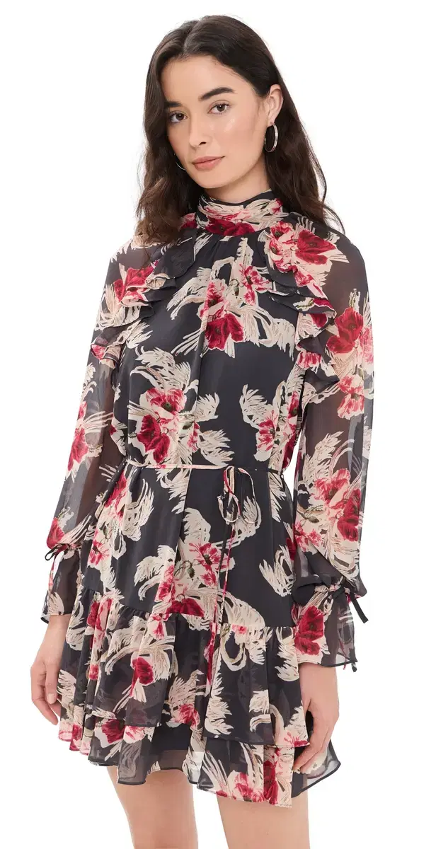 Cinq à Sept Wilted Poppy Sylviane Dress Obsidian Multi