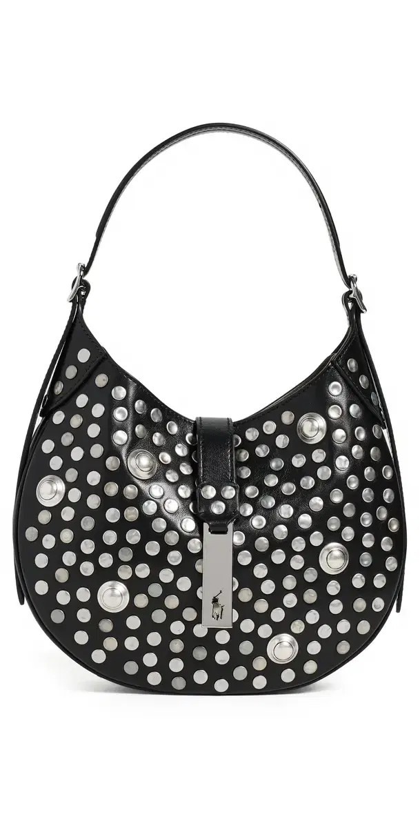 Polo Ralph Lauren Studded Leather Shoulder Bag Black One Size