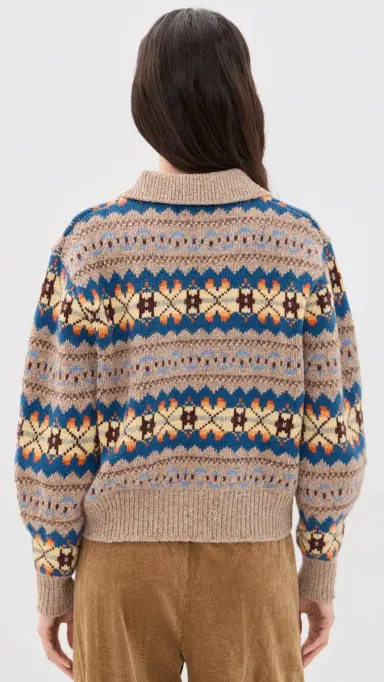 Polo Ralph Lauren Wool Blend Collared Sweater Tan Multi | Thumbnail 3 Polo Ralph Lauren Wool Blend Collared Sweater Tan Multi | Thumbnail 3