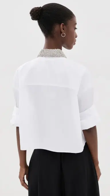 TWP Next Ex Crystal Collar Button Down Shirt White | Thumbnail 3 TWP Next Ex Crystal Collar Button Down Shirt White | Thumbnail 3
