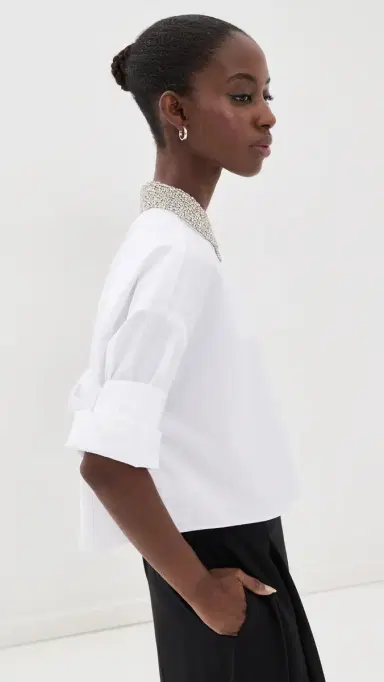 TWP Next Ex Crystal Collar Button Down Shirt White | Thumbnail 4 TWP Next Ex Crystal Collar Button Down Shirt White | Thumbnail 4