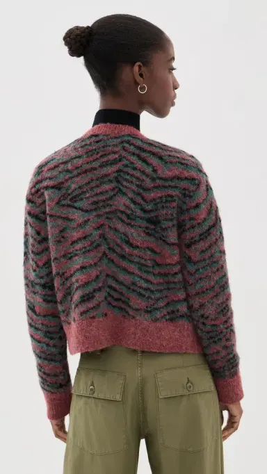 3.1 Phillip Lim Tiger Print Crew Neck Cardigan Sable Multi M | Thumbnail 3 3.1 Phillip Lim Tiger Print Crew Neck Cardigan Sable Multi M | Thumbnail 3
