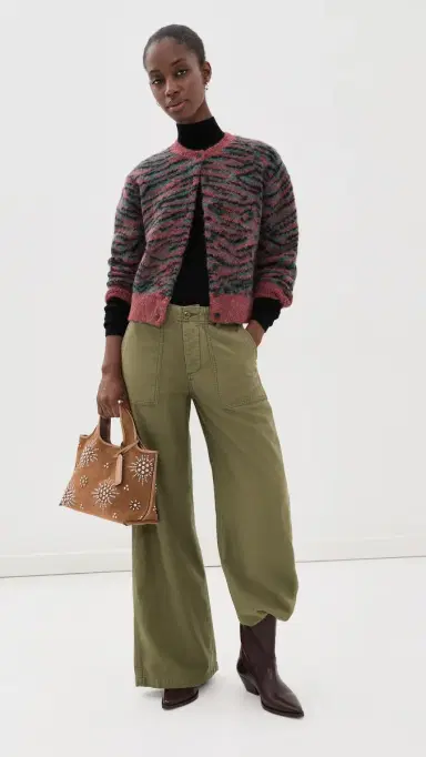 3.1 Phillip Lim Tiger Print Crew Neck Cardigan Sable Multi M | Thumbnail 5 3.1 Phillip Lim Tiger Print Crew Neck Cardigan Sable Multi M | Thumbnail 5