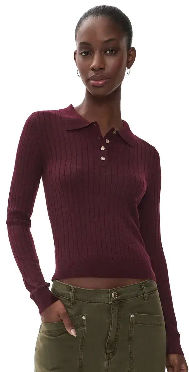 Wayf Evie Ribbed Polo Sweater erlot