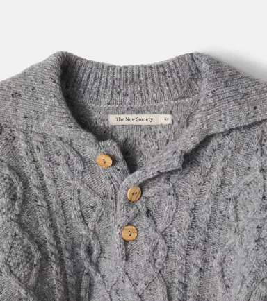 THE NEW SOCIETY Cable-knit wool-blend polo sweater | Thumbnail 2