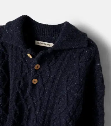 THE NEW SOCIETY Cable-knit wool-blend polo sweater | Thumbnail 4
