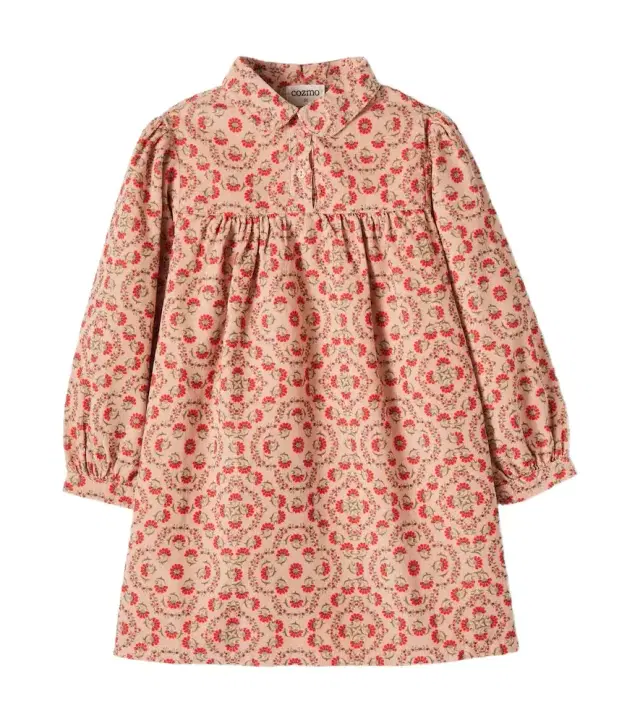 Cozmo Floral cotton corduroy dress