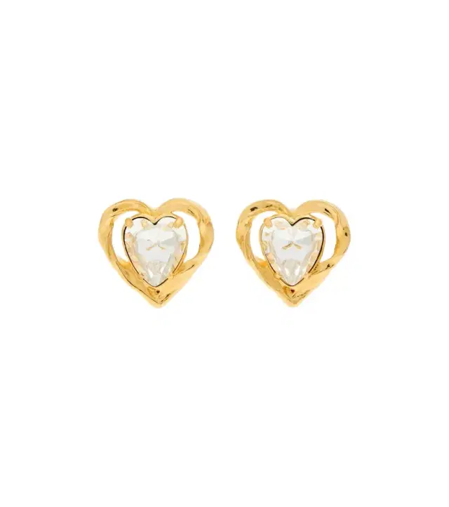 Oscar de la Renta Heart crystal-embellished clip-on earrings