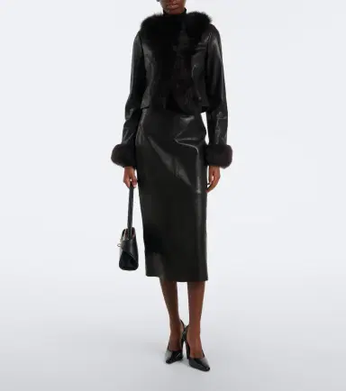 Nour Hammour Sofie shearling-trimmed leather jacket | Thumbnail 2 Nour Hammour Sofie shearling-trimmed leather jacket | Thumbnail 2