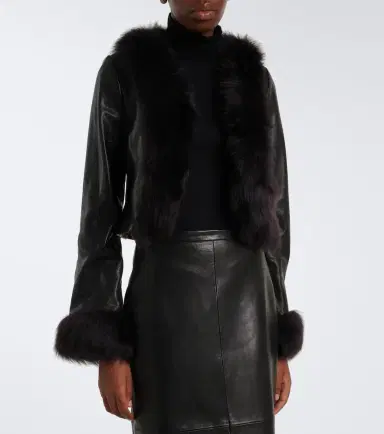 Nour Hammour Sofie shearling-trimmed leather jacket | Thumbnail 3 Nour Hammour Sofie shearling-trimmed leather jacket | Thumbnail 3
