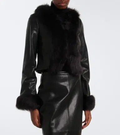 Nour Hammour Sofie shearling-trimmed leather jacket | Thumbnail 4 Nour Hammour Sofie shearling-trimmed leather jacket | Thumbnail 4