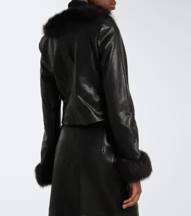 Nour Hammour Sofie shearling-trimmed leather jacket | Thumbnail 6 Nour Hammour Sofie shearling-trimmed leather jacket | Thumbnail 6