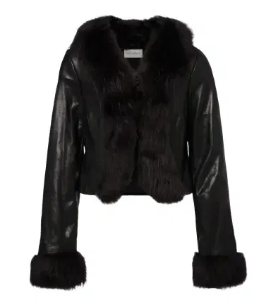 Nour Hammour Sofie shearling-trimmed leather jacket | Thumbnail 1 Nour Hammour Sofie shearling-trimmed leather jacket | Thumbnail 1