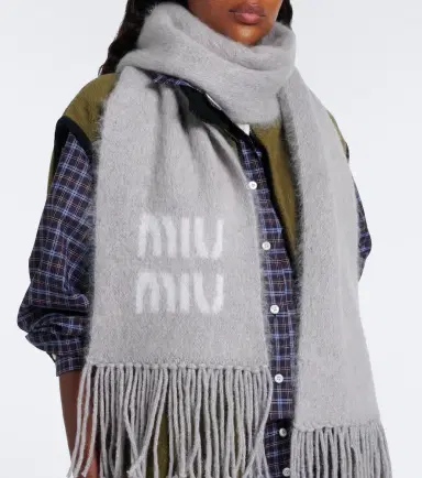 Miu Miu Fringed mohair and wool-blend scarf | Thumbnail 4