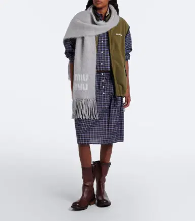 Miu Miu Fringed mohair and wool-blend scarf | Thumbnail 5