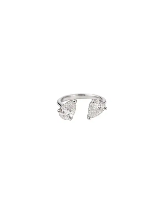 Wish Fine Jewelry 1.03ct Diamond 18K Gold Open Pear Signet Ring