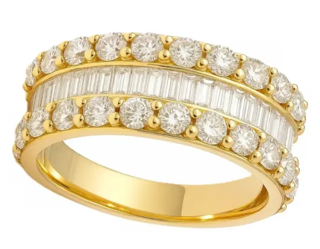 Wish Fine Jewelry 3.0ct Diamond 18K Gold Multi Shaped Band Ring