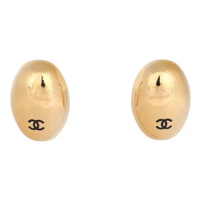 Chanel Chanel CC Oval Drop Earrings Black Resin, Gold Tone Hardware