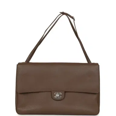 Chanel Chanel Maxi "Souplissimo" Large Flap Bag Light Brown Grained Calfskin Silver Hardware | Thumbnail 7