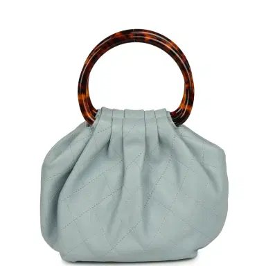 Chanel Chanel Small Pouch Light Blue Calfskin Tortoiseshell Hardware | Thumbnail 4
