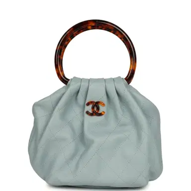 Chanel Chanel Small Pouch Light Blue Calfskin Tortoiseshell Hardware | Thumbnail 1