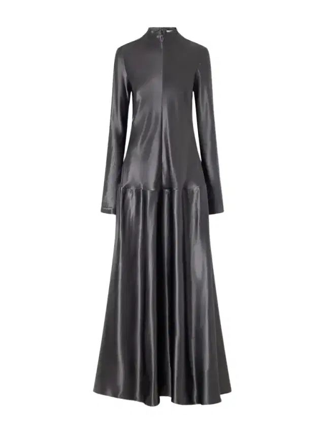 FFORME Mila Textured-satin Turtleneck Maxi Dress