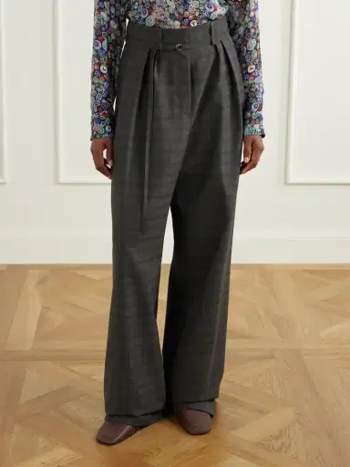 Dries Van Noten Belted Checked Wool Wide-leg Pants | Thumbnail 3 Dries Van Noten Belted Checked Wool Wide-leg Pants | Thumbnail 3