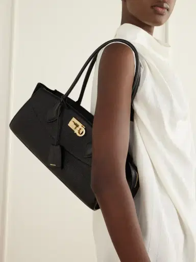 Ferragamo Studio East West Suede-trimmed Textured-leather Shoulder Bag | Thumbnail 2