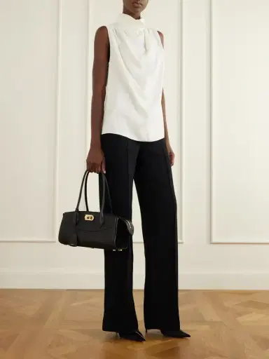 Ferragamo Studio East West Suede-trimmed Textured-leather Shoulder Bag | Thumbnail 3
