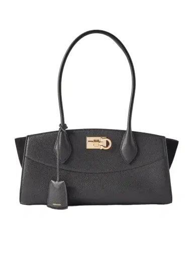 Ferragamo Studio East West Suede-trimmed Textured-leather Shoulder Bag | Thumbnail 1