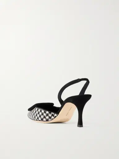 Manolo Blahnik Mayslibi 70 Suede-trimmed Houndstooth Slingback Pumps | Thumbnail 3 Manolo Blahnik Mayslibi 70 Suede-trimmed Houndstooth Slingback Pumps | Thumbnail 3