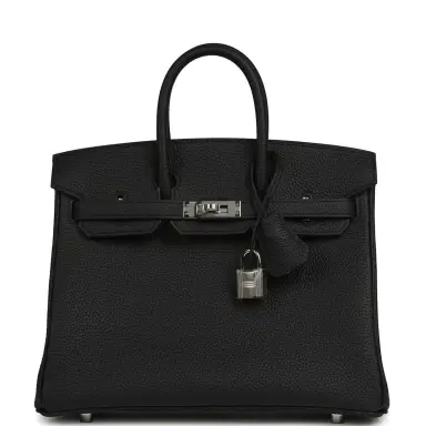 HERMÈS Hermes Birkin 25 Black Togo Palladium Hardware | Thumbnail 1
