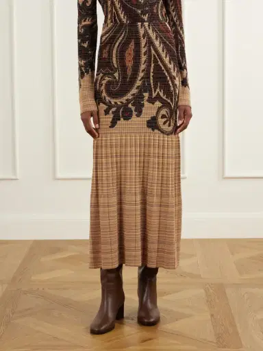 Etro Paisley Printed Plissé-knit Midi Skirt | Thumbnail 3