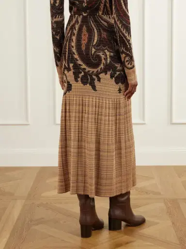 Etro Paisley Printed Plissé-knit Midi Skirt | Thumbnail 4