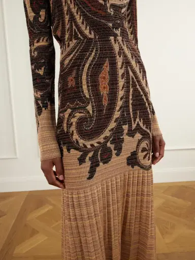 Etro Paisley Printed Plissé-knit Midi Skirt | Thumbnail 5