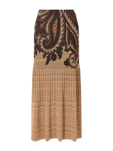 Etro Paisley Printed Plissé-knit Midi Skirt | Thumbnail 1
