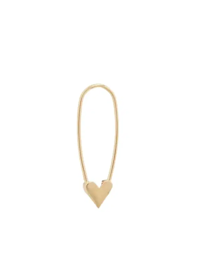 Loren Stewart Mini Heart Safety Pin 14-karat Gold Earring