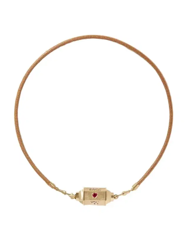 Marie Lichtenberg Love You Locket 18-karat Yellow And White Gold, Ruby, Diamond And Leather Necklace