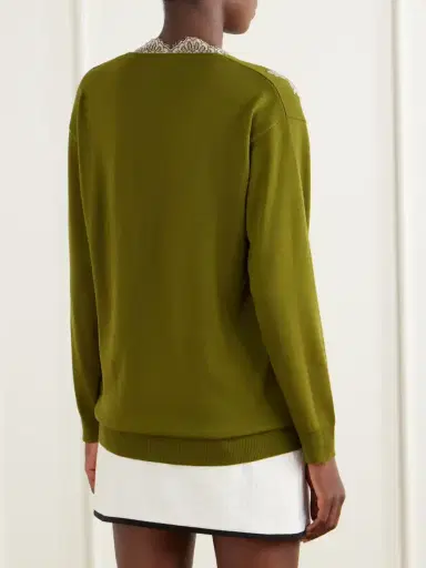 Valentino Garavani Lace-trimmed Wool Sweater | Thumbnail 4 Valentino Garavani Lace-trimmed Wool Sweater | Thumbnail 4