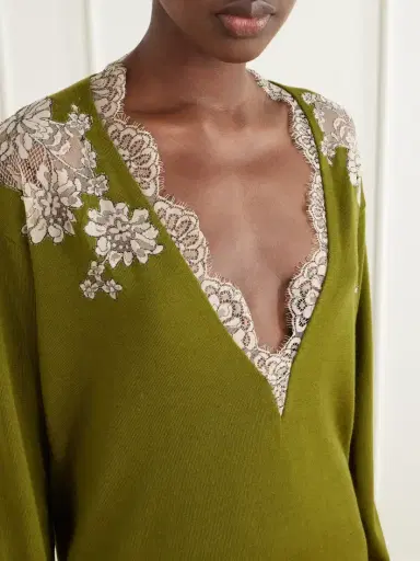 Valentino Garavani Lace-trimmed Wool Sweater | Thumbnail 5 Valentino Garavani Lace-trimmed Wool Sweater | Thumbnail 5