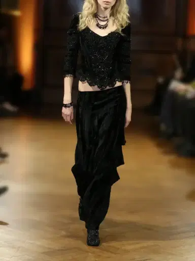 ANNA SUI Fringed Bead-embellished Lace-trimmed Velvet Blouse | Thumbnail 5 ANNA SUI Fringed Bead-embellished Lace-trimmed Velvet Blouse | Thumbnail 5