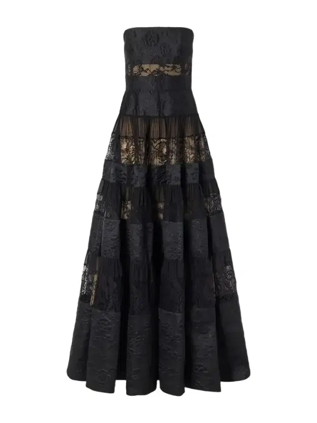 Elie Saab Strapless Lace-trimmed Chiffon Gown