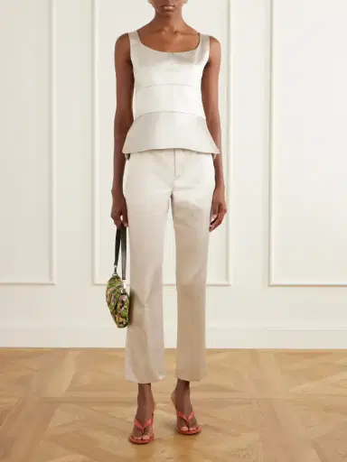 LIBEROWE Lilian Cropped Cotton-blend Satin-duchesse High-waist Straight-leg Pants | Thumbnail 2 LIBEROWE Lilian Cropped Cotton-blend Satin-duchesse High-waist Straight-leg Pants | Thumbnail 2