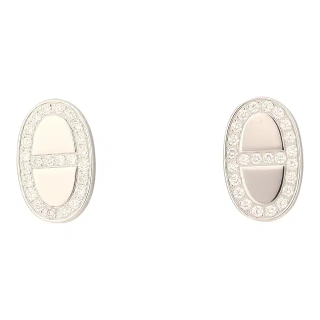 Hermes Chaine D'ancre Contour Stud Earrings White Gold, Diamonds