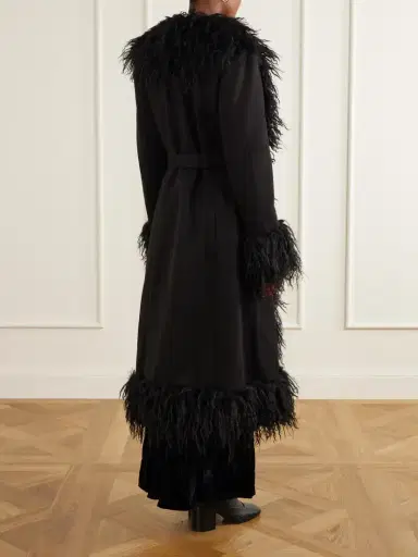ANNA SUI Belted Plush-trimmed Woven Coat | Thumbnail 3 ANNA SUI Belted Plush-trimmed Woven Coat | Thumbnail 3